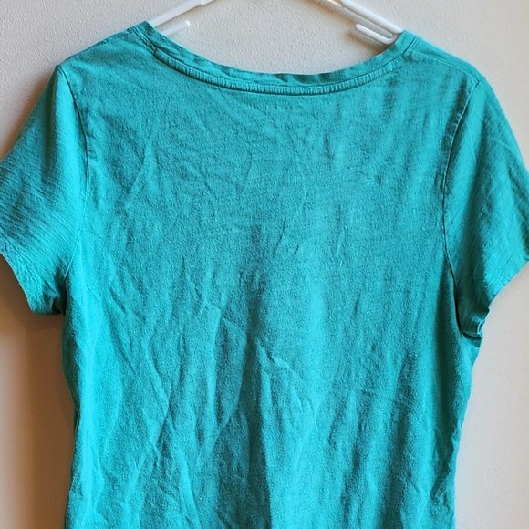 Tommy Hilfiger Aqua V-Neck T-Shirt Size Large - Picture 15 of 16